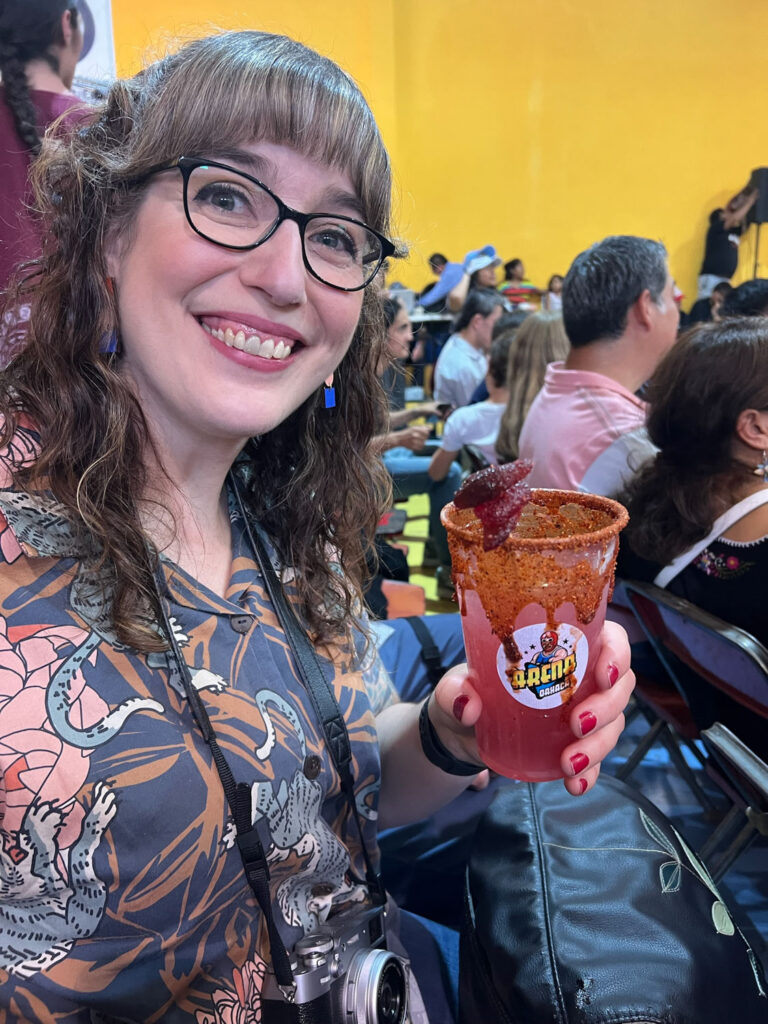 My sewing friend Kylie made a Melody Dolman out of Lisa Congdon fabric (who I love) and gave it to me, and I wore it in Oaxaca to see Luche Libre.