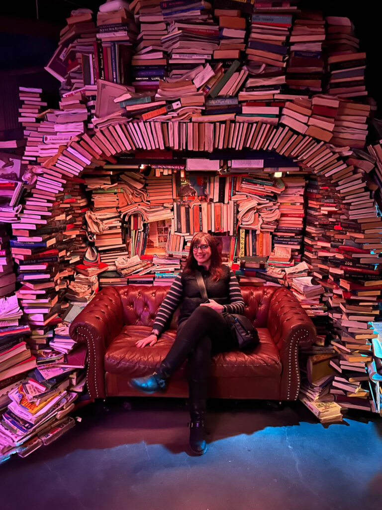 Meow Wolf in my Clark Sweater, Oakley Vest, and Ginger Jeans.